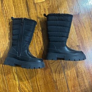 Girls Black Winter leather Boots